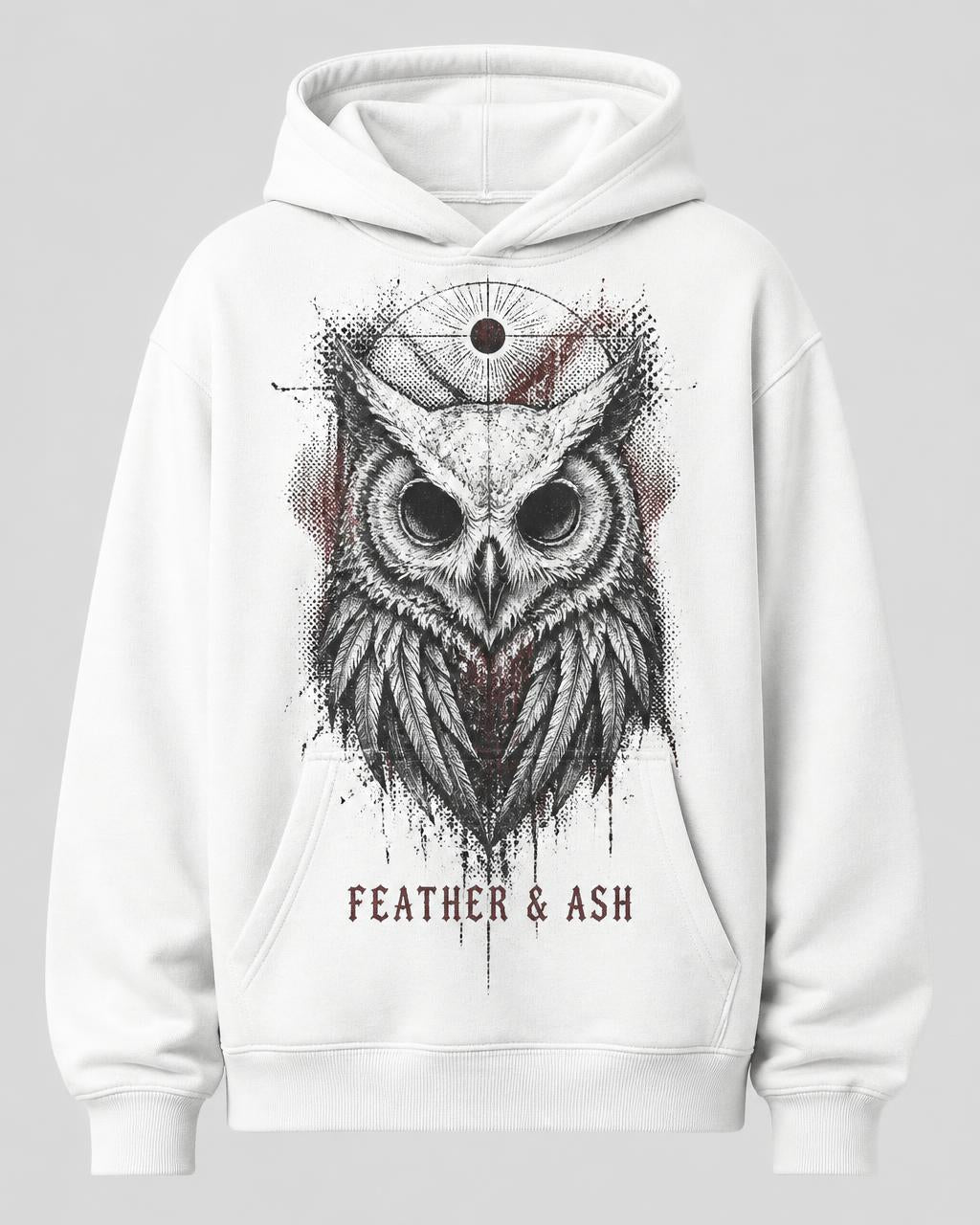 Night Owl Feather & Ash Oversized Hoodie — White