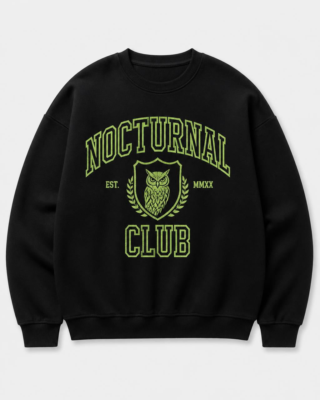 Night Owl Nocturnal Club Oversized Sweatshirt — Black