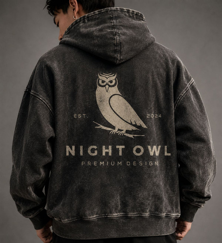 Night Owl Vespers Gothic Oversized Hoodie — Black