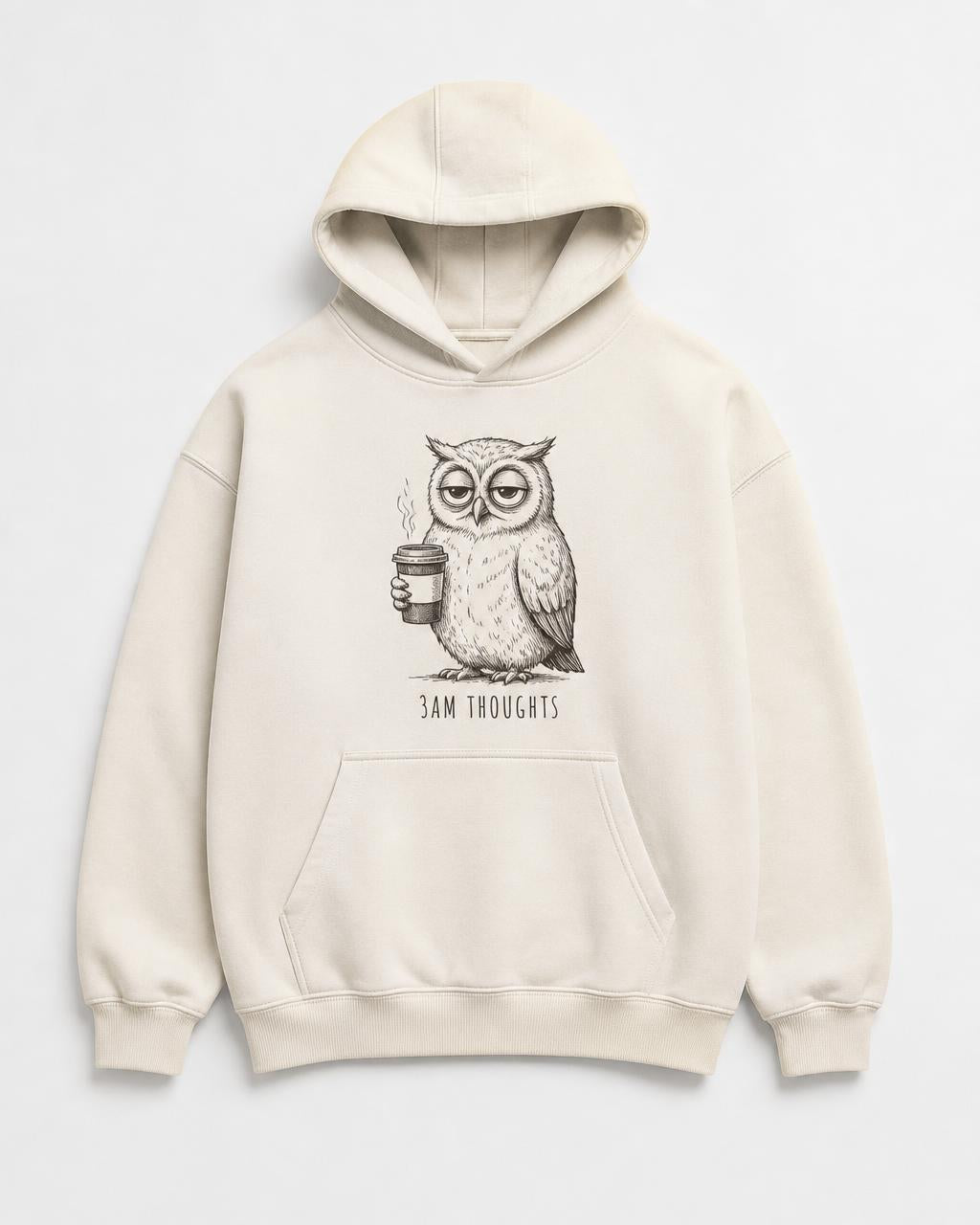 Night Owl 3AM Thoughts Oversized Hoodie — Bone