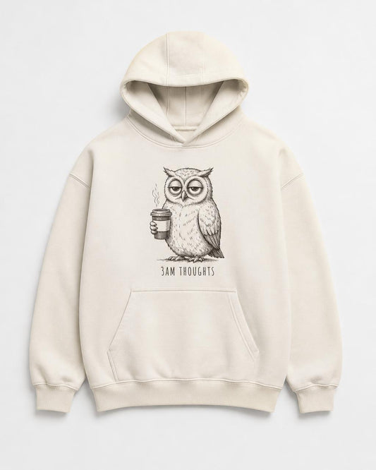 Night Owl 3AM Thoughts Oversized Hoodie — Bone