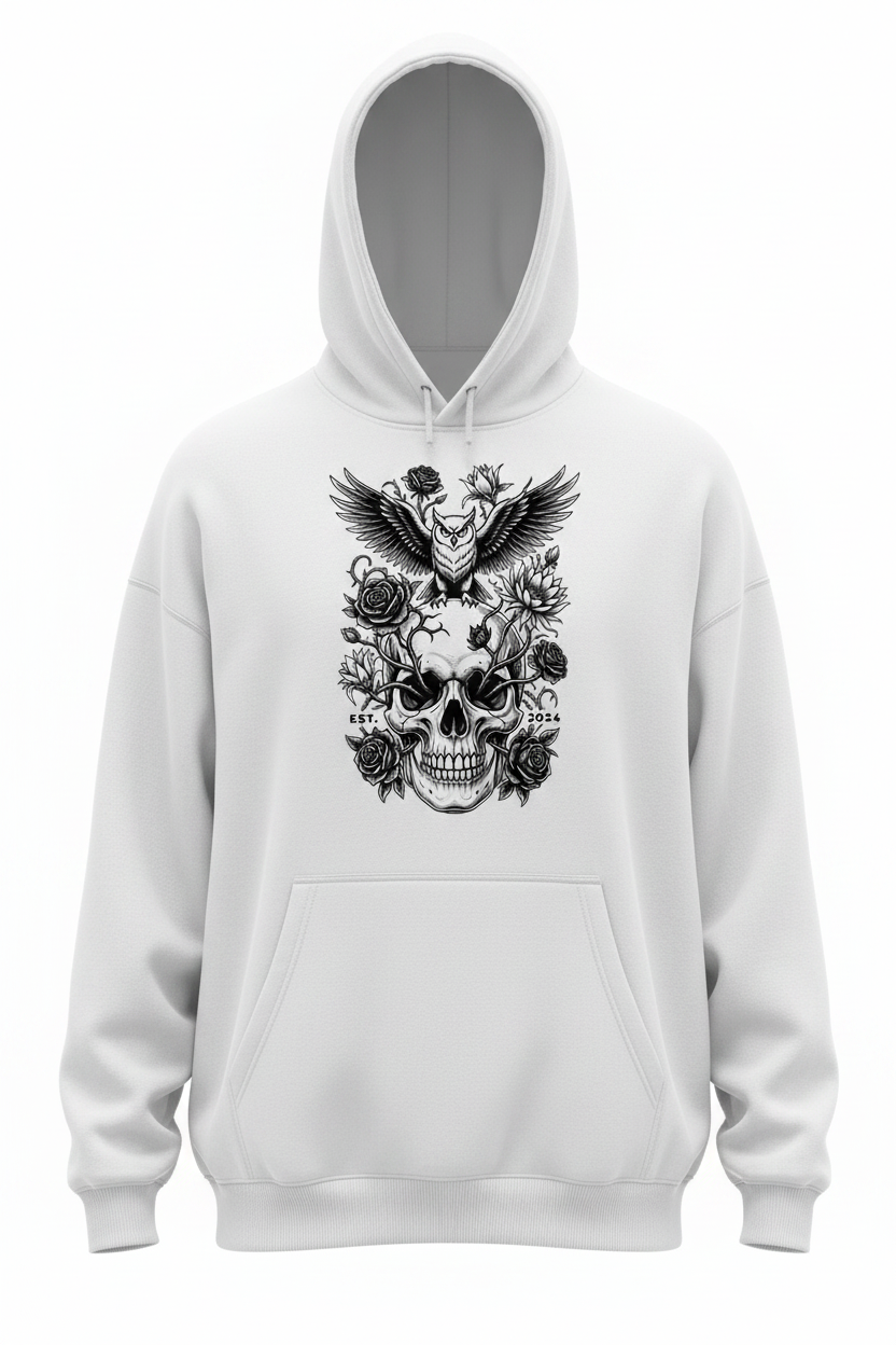 Dark Skull White Hoodie