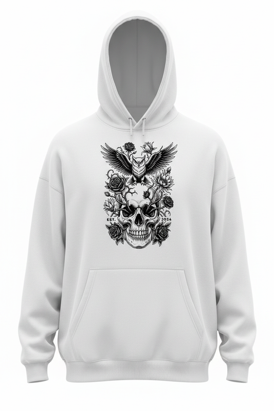 Dark Skull White Hoodie