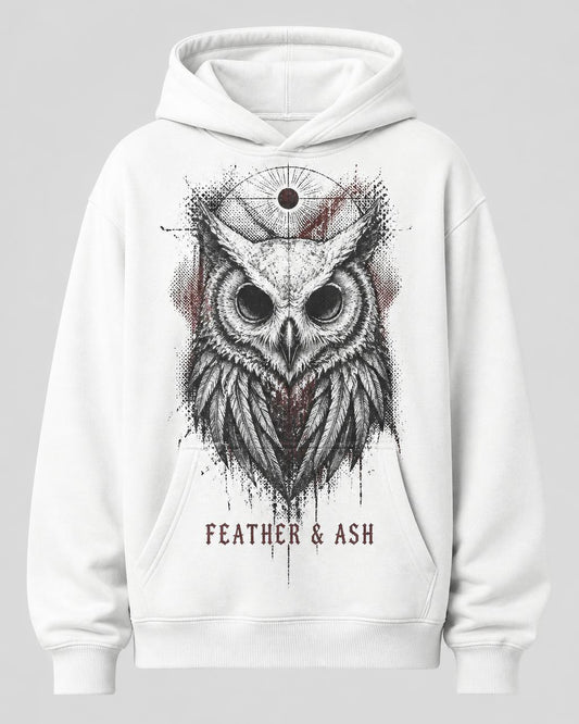 Night Owl Feather & Ash Oversized Hoodie — White
