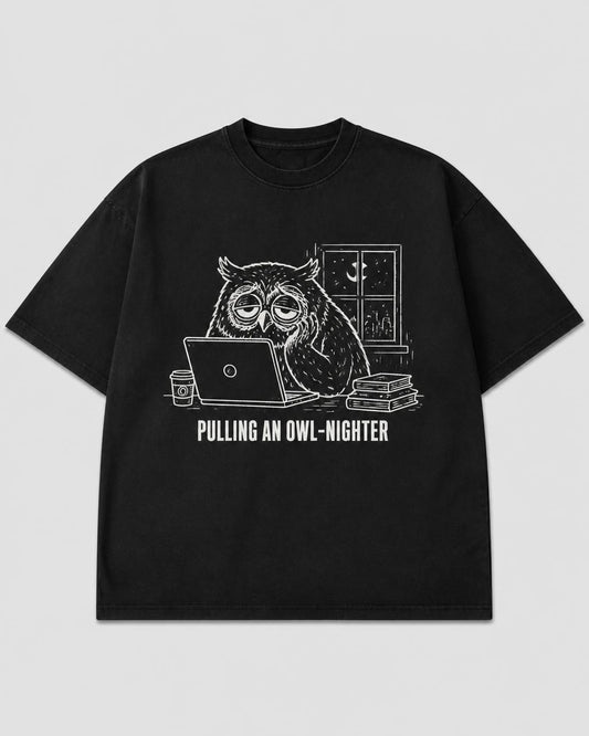 Night Owl Owl-Nighter Oversized T-Shirt — Washed Black