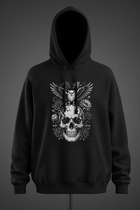 Skull Owl Black Hoodie