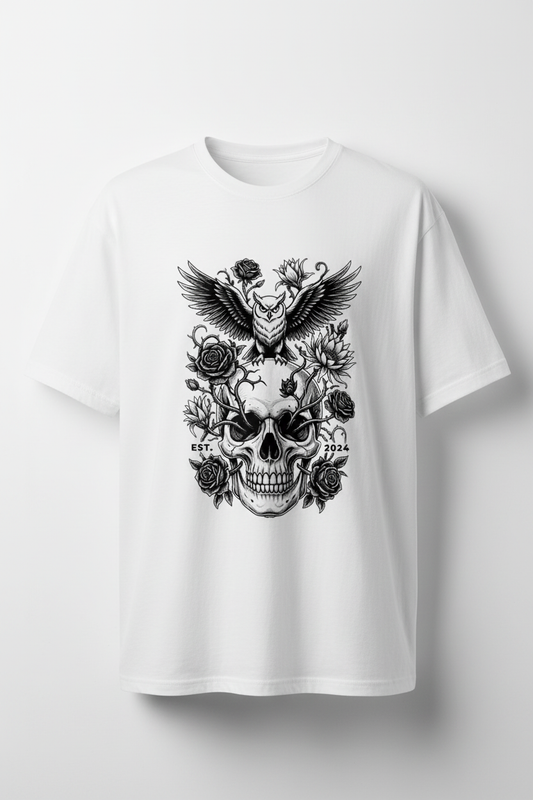 Skull Owl White Tee