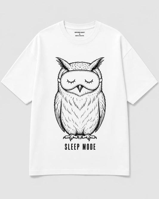 Night Owl Sleep Mode Oversized T-Shirt — White