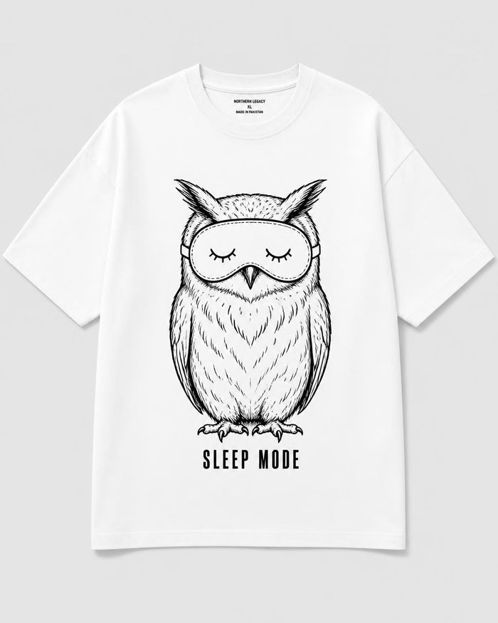 Night Owl Sleep Mode Oversized T-Shirt — White