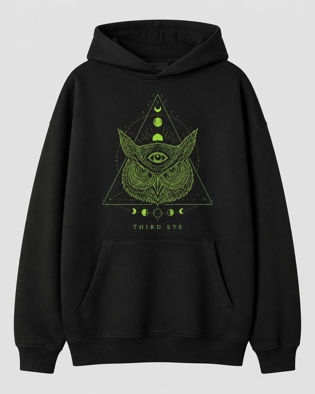 Night Owl Third Eye Oversized Hoodie — Black