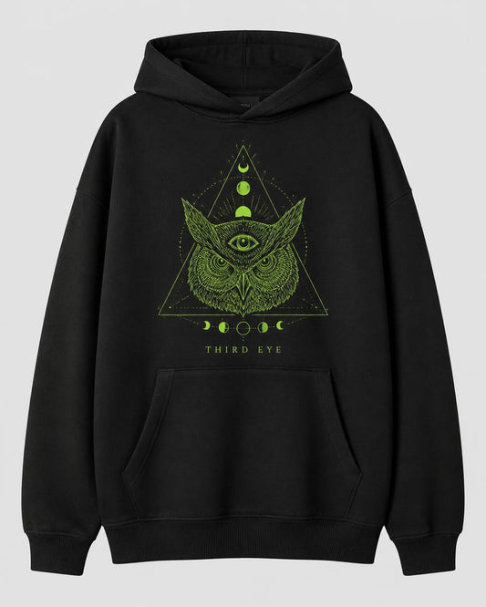 Night Owl Third Eye Oversized Hoodie — Black