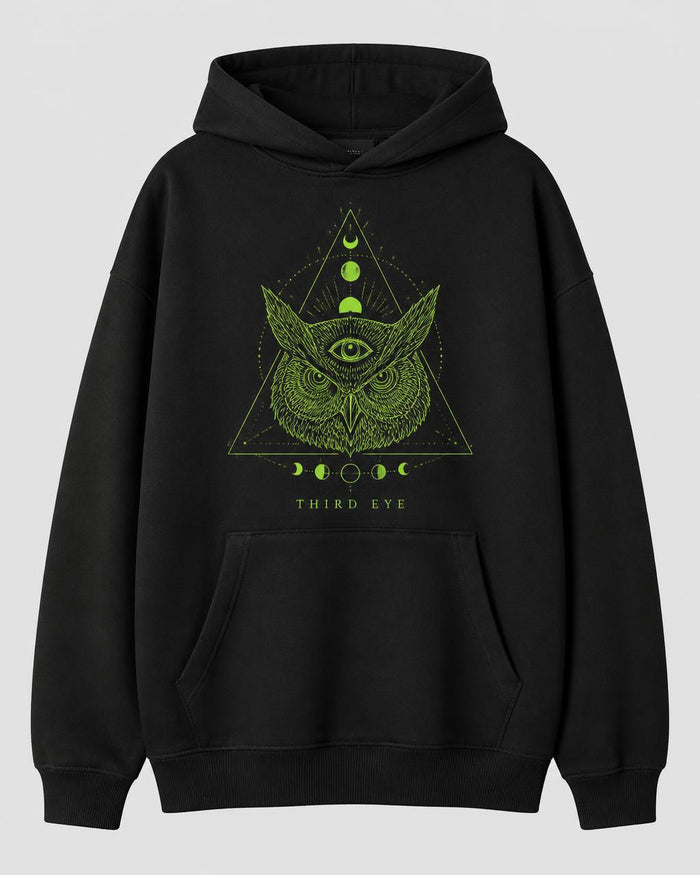Night Owl Third Eye Oversized Hoodie — Black