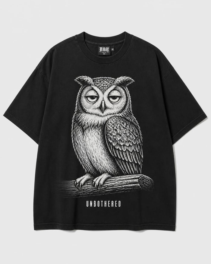 Night Owl Unbothered Oversized T-Shirt — Washed Black